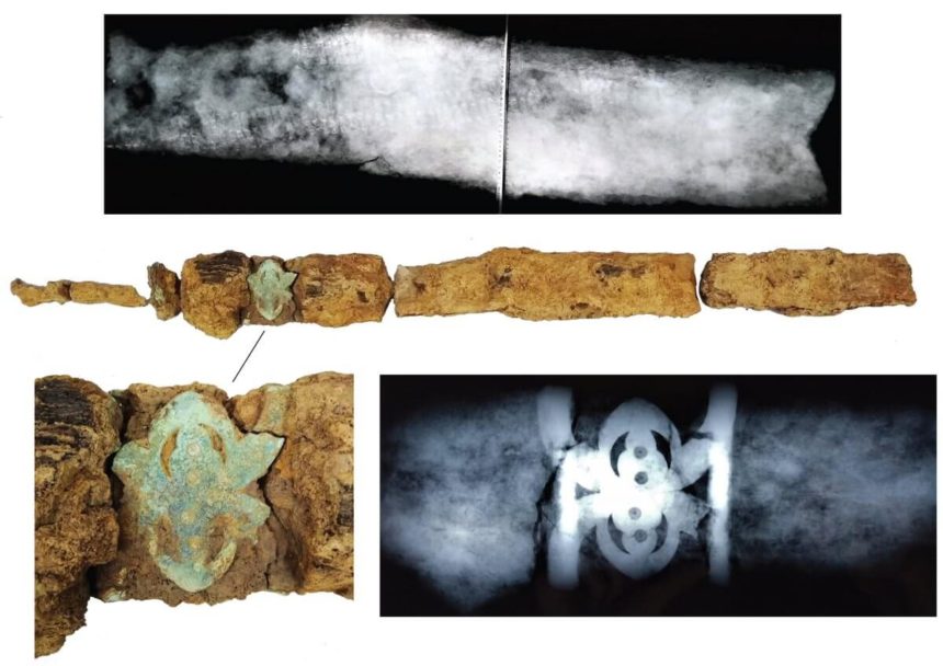 The sword which was unearthed during the excavation of the grave.