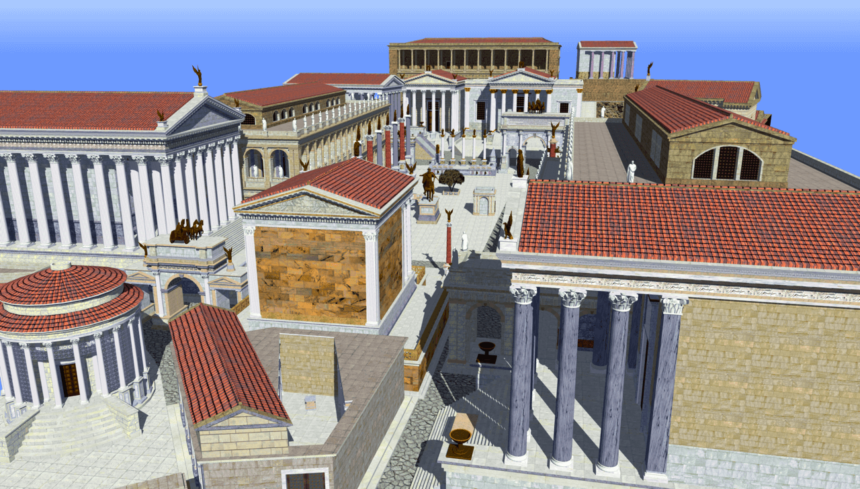 Rendering of the Roman Forum as it may have appeared during the Late Empire