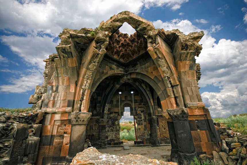 Ani cathedral ruin at armenian border of Kars Turkey
