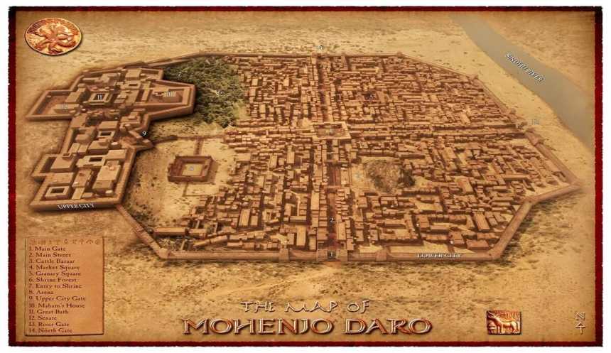 The layout of city of Mohenjo Daro