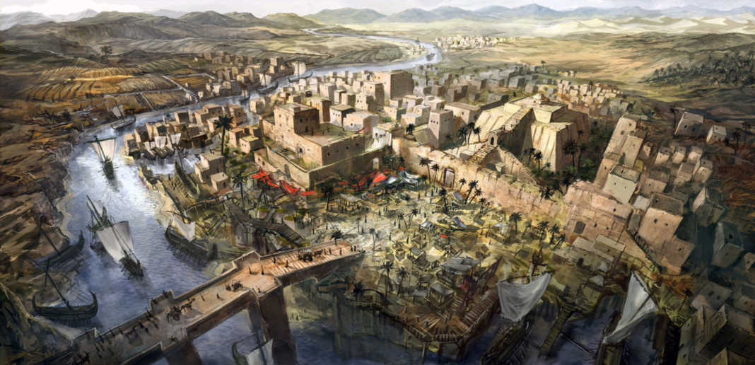 An artist’s illustration of Mesopotamia