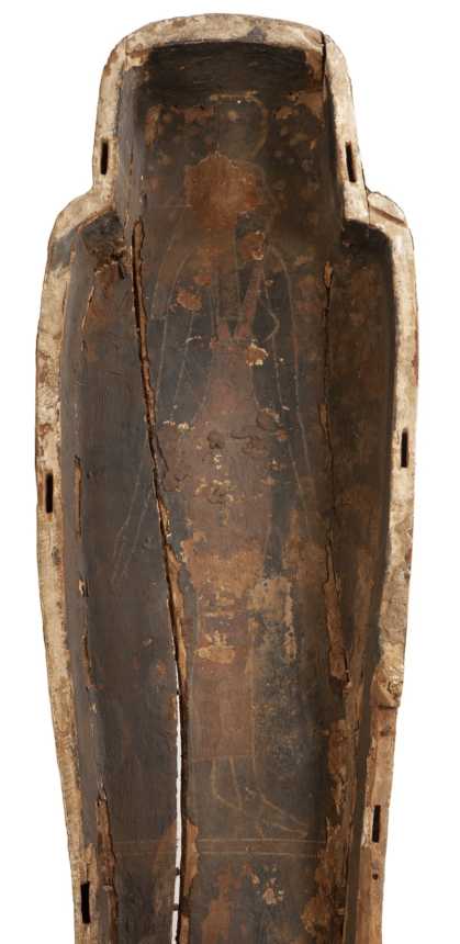 Paintings discovered inside coffin of 3,000-year-old Egyptian mummy 2 Painted figure of the Egyptian goddess on the internal base of the sarcophagus trough.