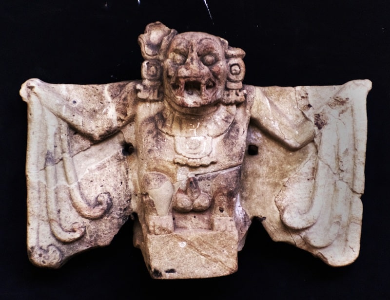 An ancient statue of Camazotz found by archaeologists