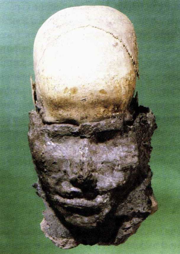 A 'death mask' over an ancient skull