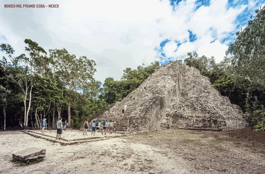 Nohoch Mul Pyramid (Coba), Mexico Reconstructed with Architectural GIFs