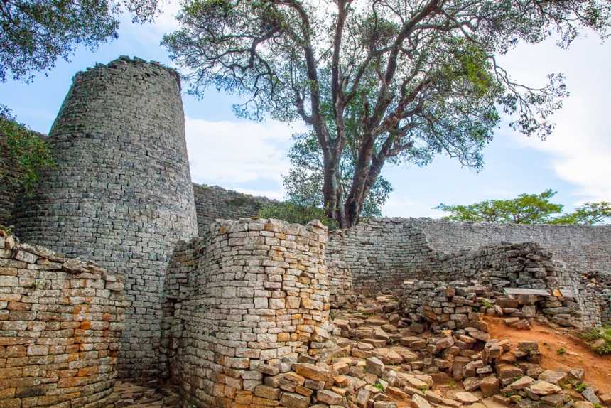 The conical tower inside the Great Enclosure at Great Zimbabwe