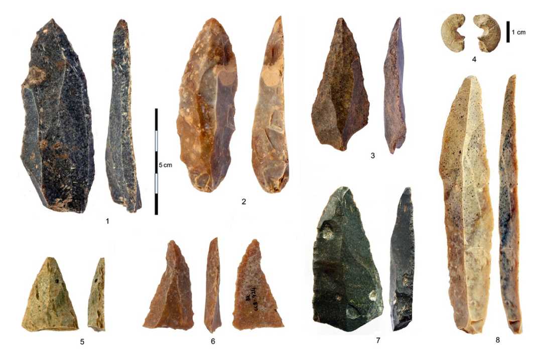 Stone artefacts from the Initial Upper Palaeolithic at Bacho Kiro Cave.