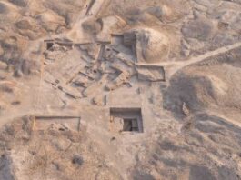 The long-lost remains of a Sumerian palace and temple in the ancient city of Girsu on the southern plains of Iraq.